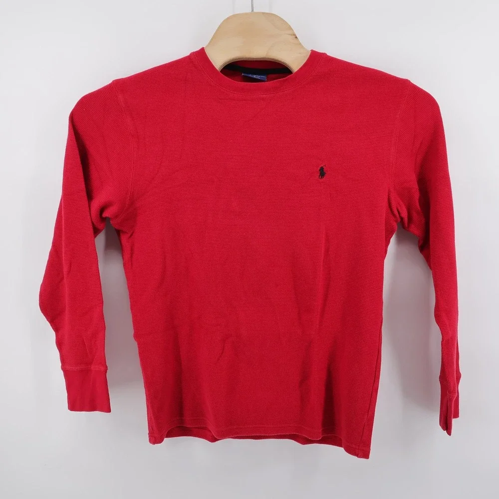 Polo Ralph Lauren Waffle Knit Thermal Sleepwear Shirt Red Mens Medium‎